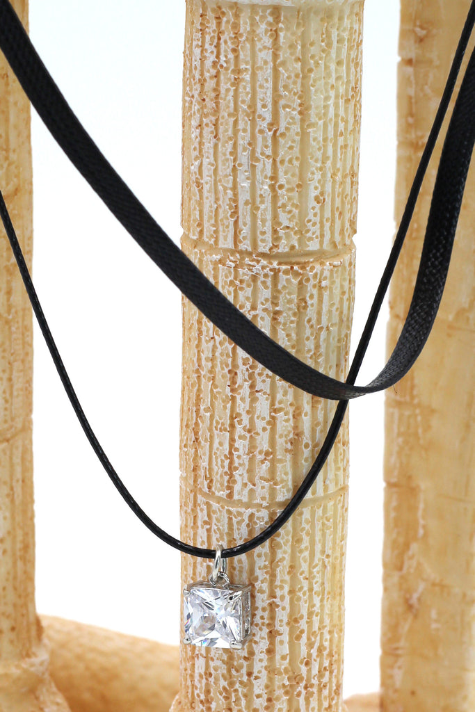 fashion double-chain singel square crystal choker