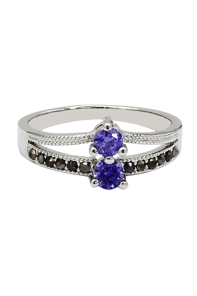 colourful small crystal silver ring