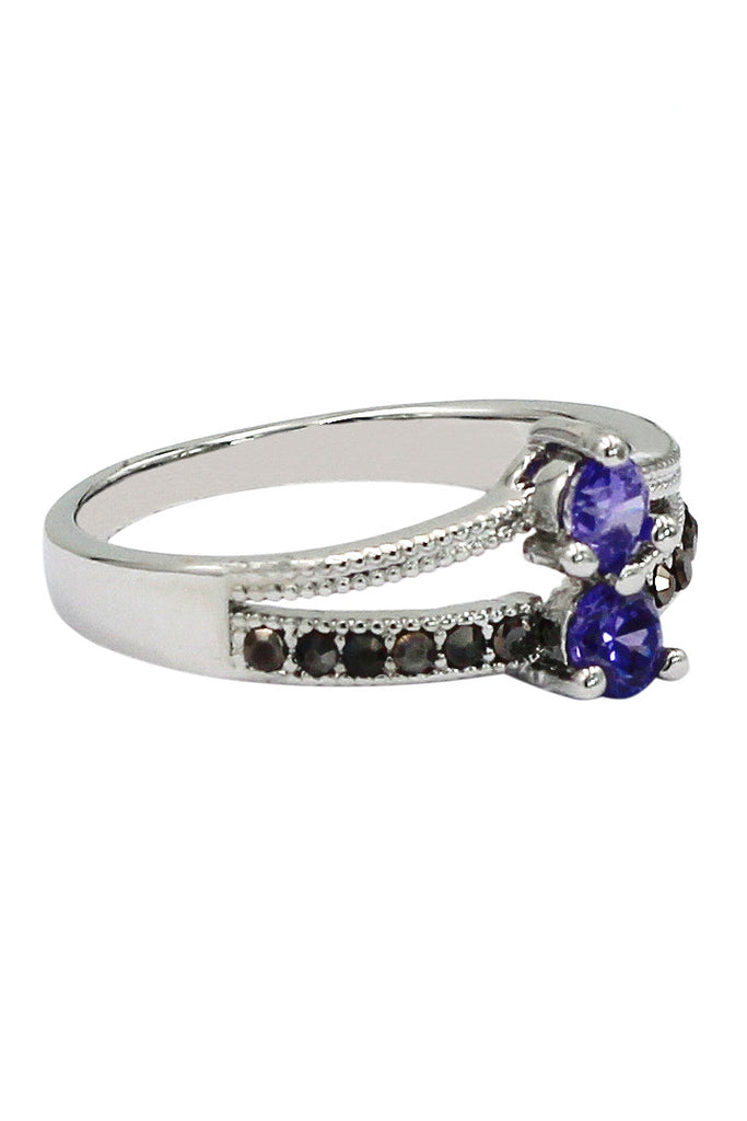 colourful small crystal silver ring