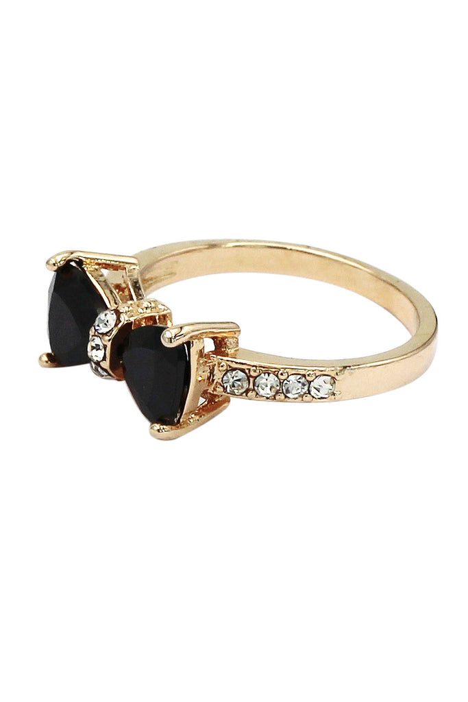 fashion crystal bow golden ring