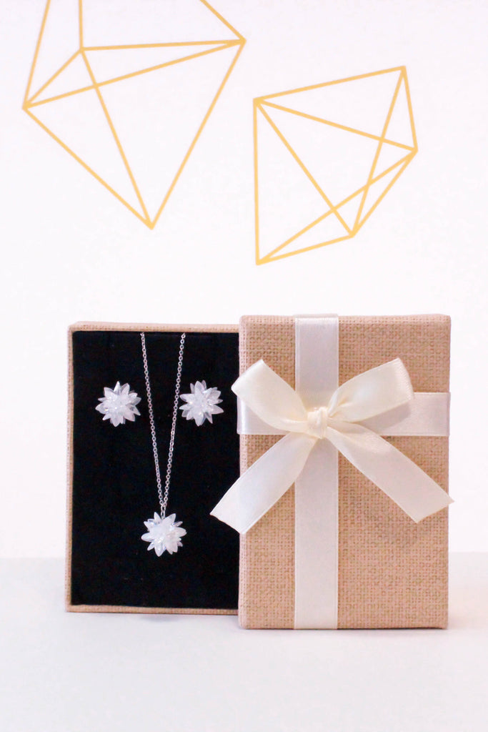 fashion snowflake silver necklace set