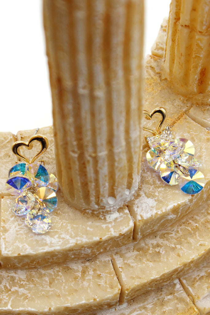 sweet heart pendant swarovski crystal earrings