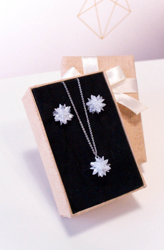 fashion snowflake silver necklace set