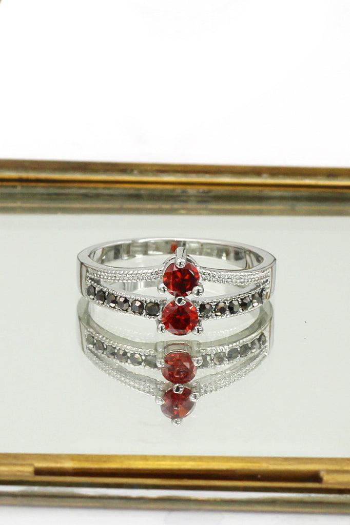 colourful small crystal silver ring