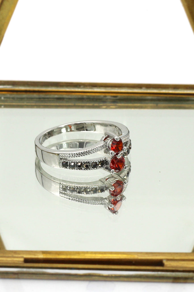 colourful small crystal silver ring