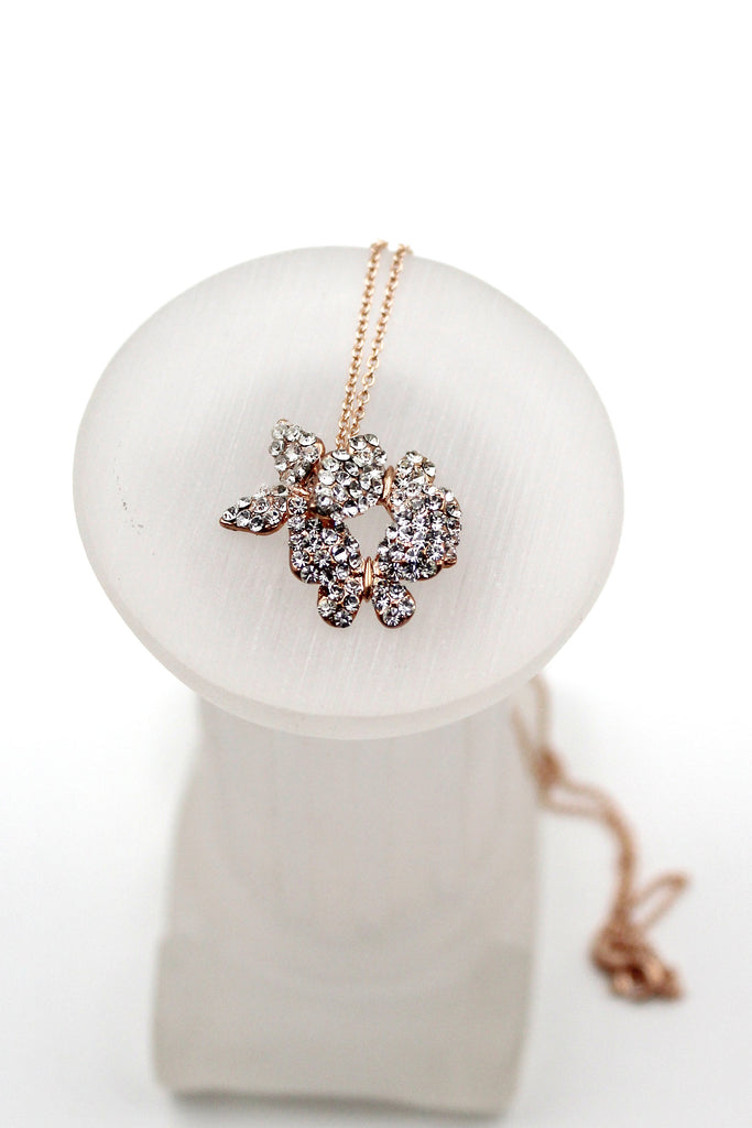 Fashion Butterfly Crystal Earrings Necklace Set