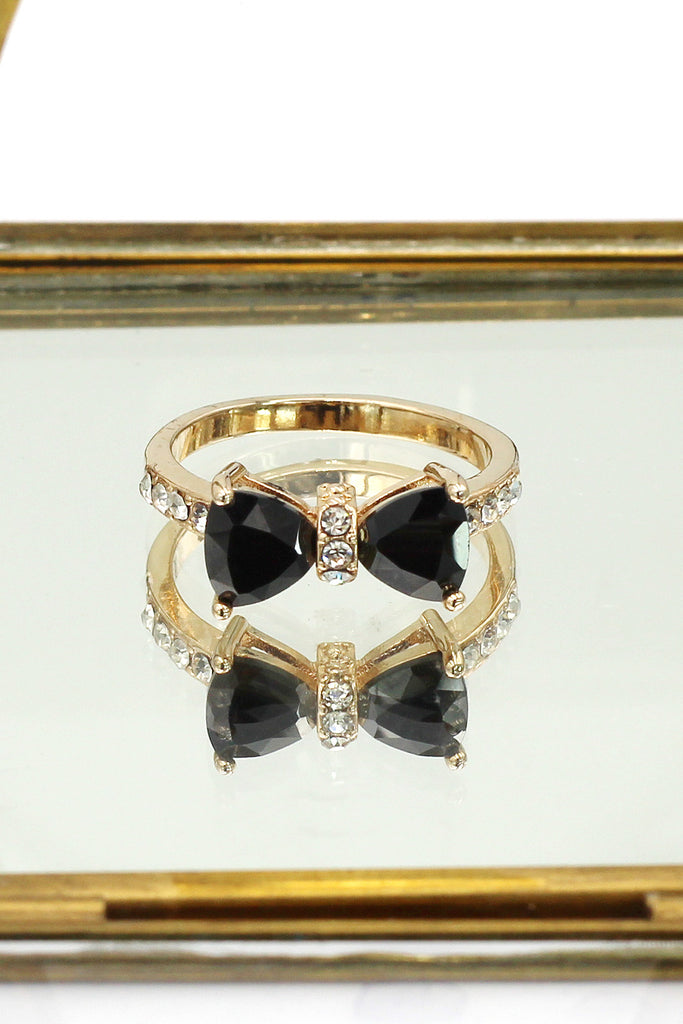 fashion crystal bow golden ring