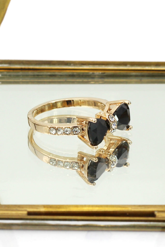 fashion crystal bow golden ring