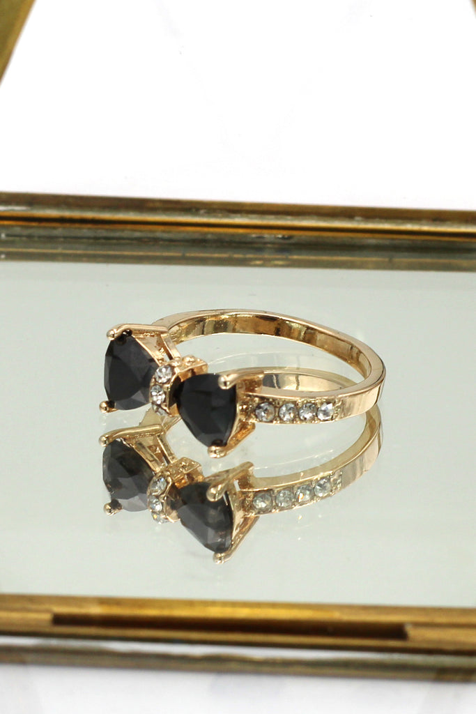 fashion crystal bow golden ring
