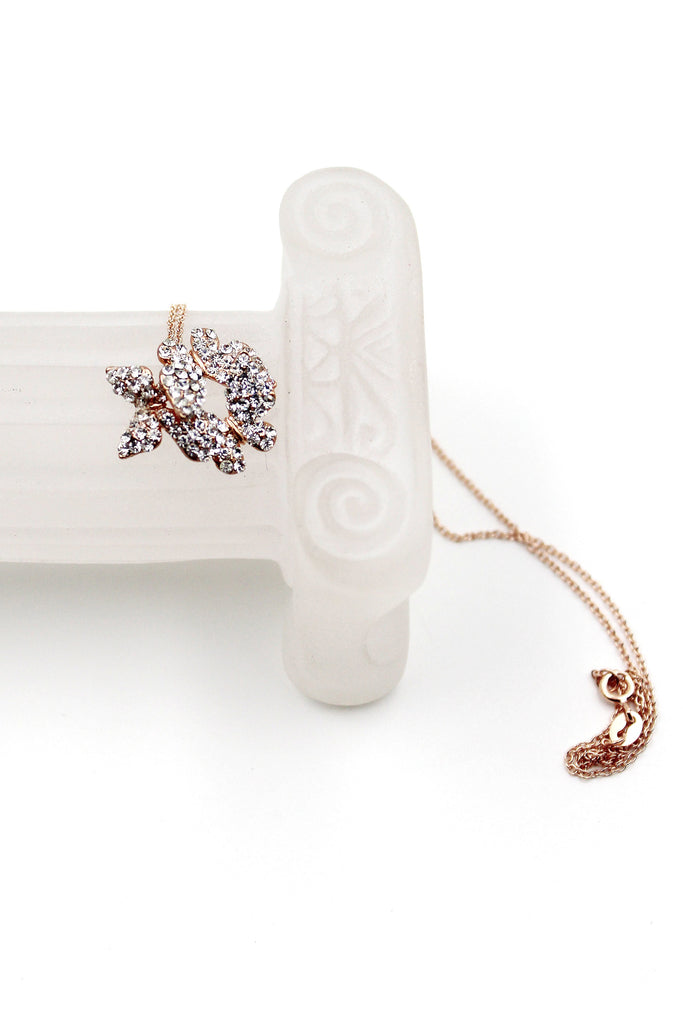 Fashion Butterfly Crystal Earrings Necklace Set