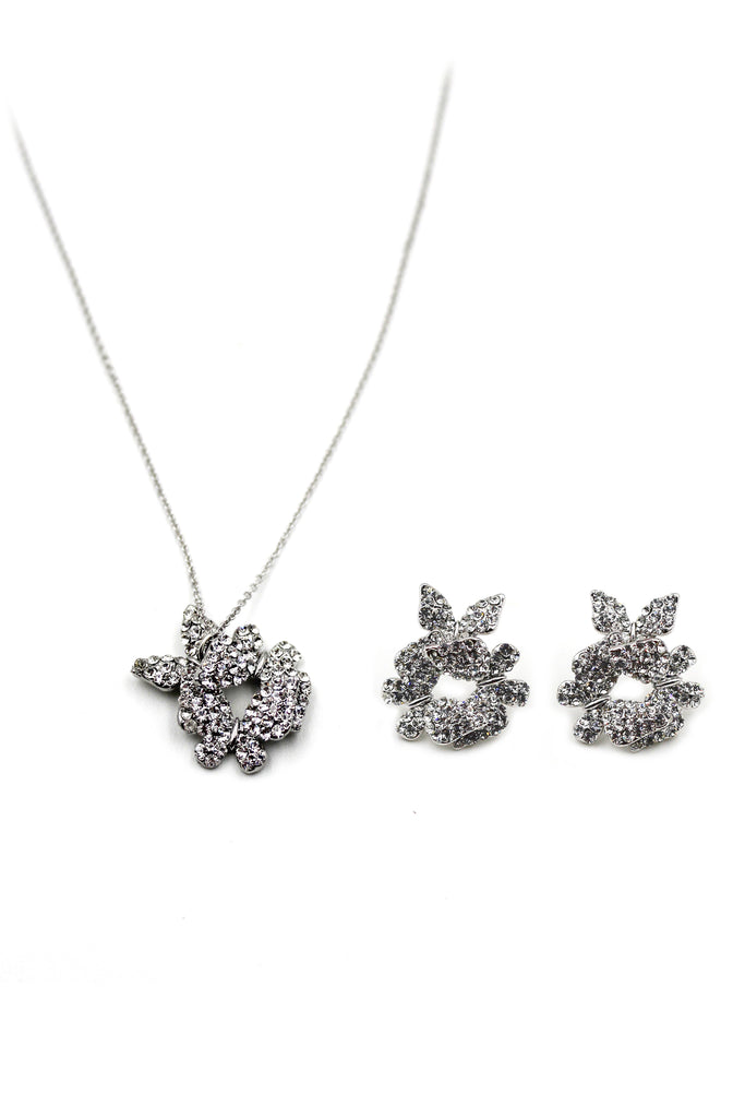 fashion butterfly crystal earring necklace set