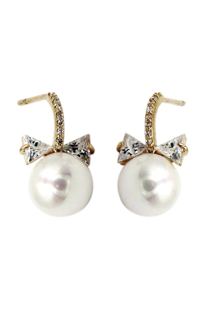 mini bow pearl necklace earring set