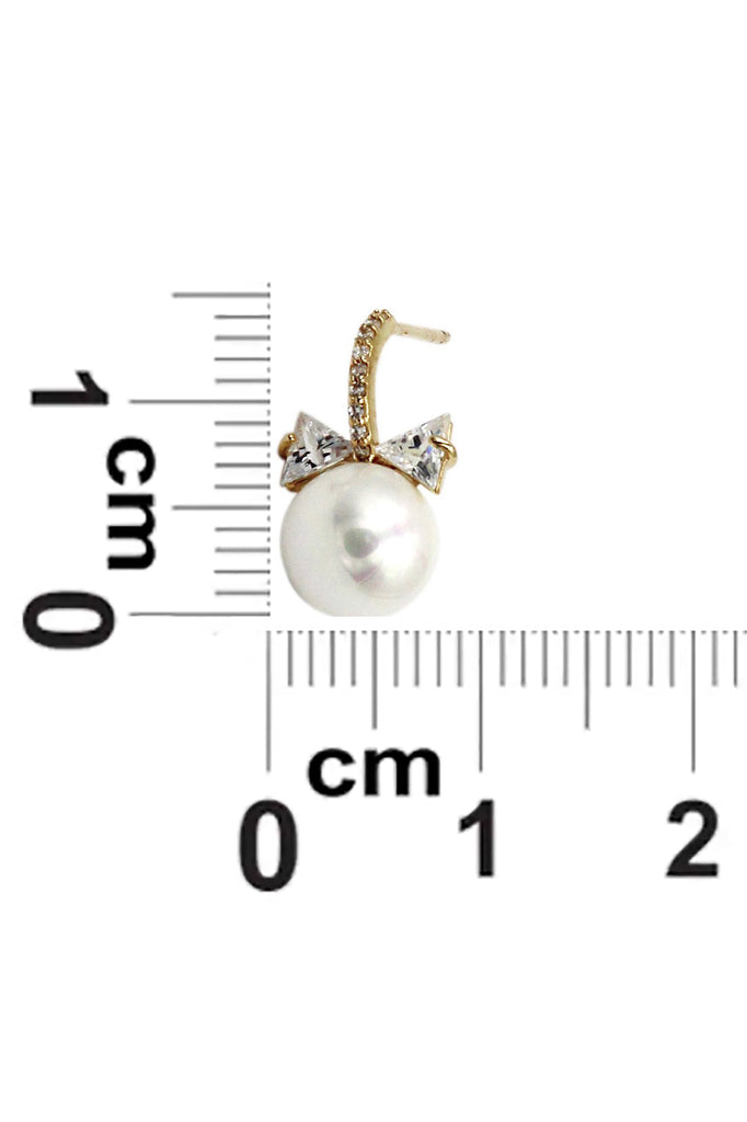 pendant pearl crystal bow earrings