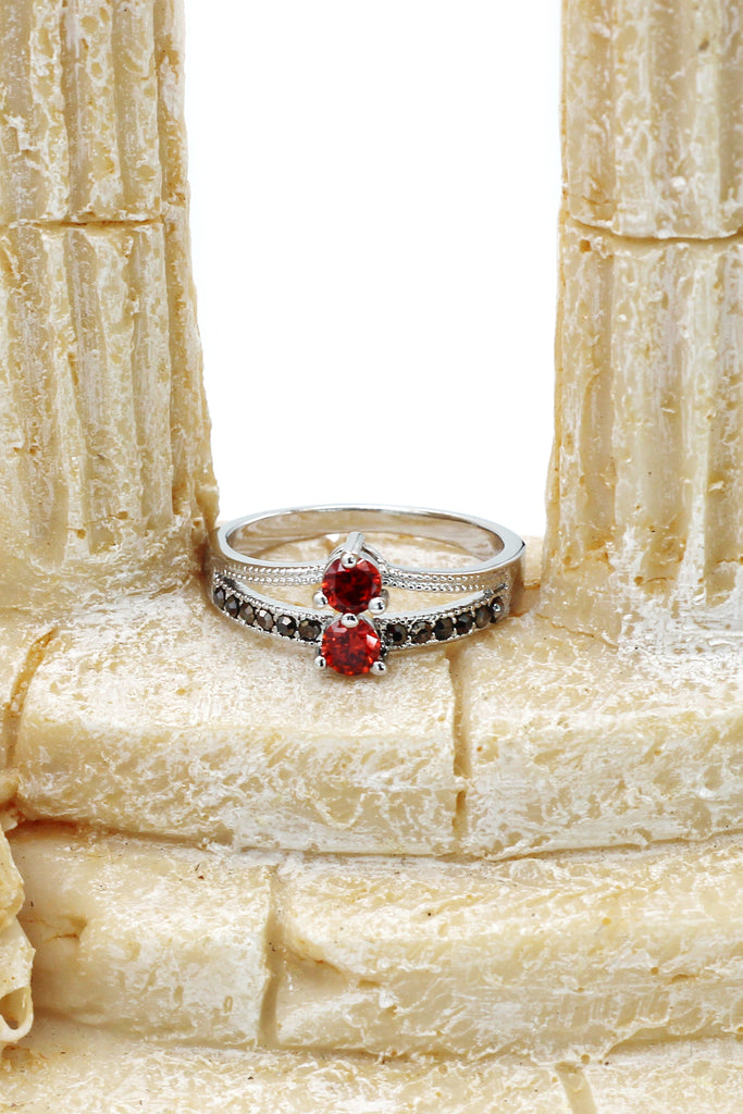 colourful small crystal silver ring