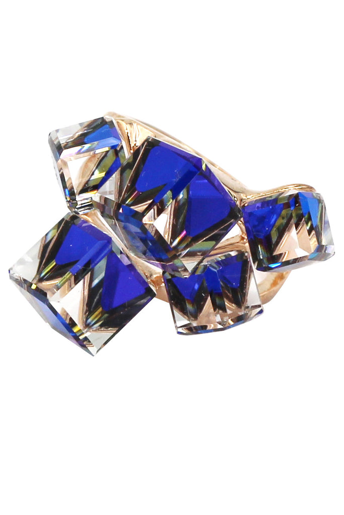 square candy crystal rose gold ring