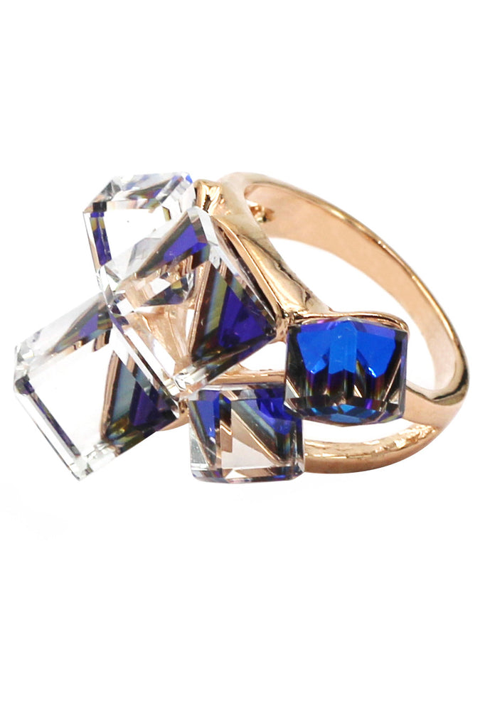 square candy crystal rose gold ring