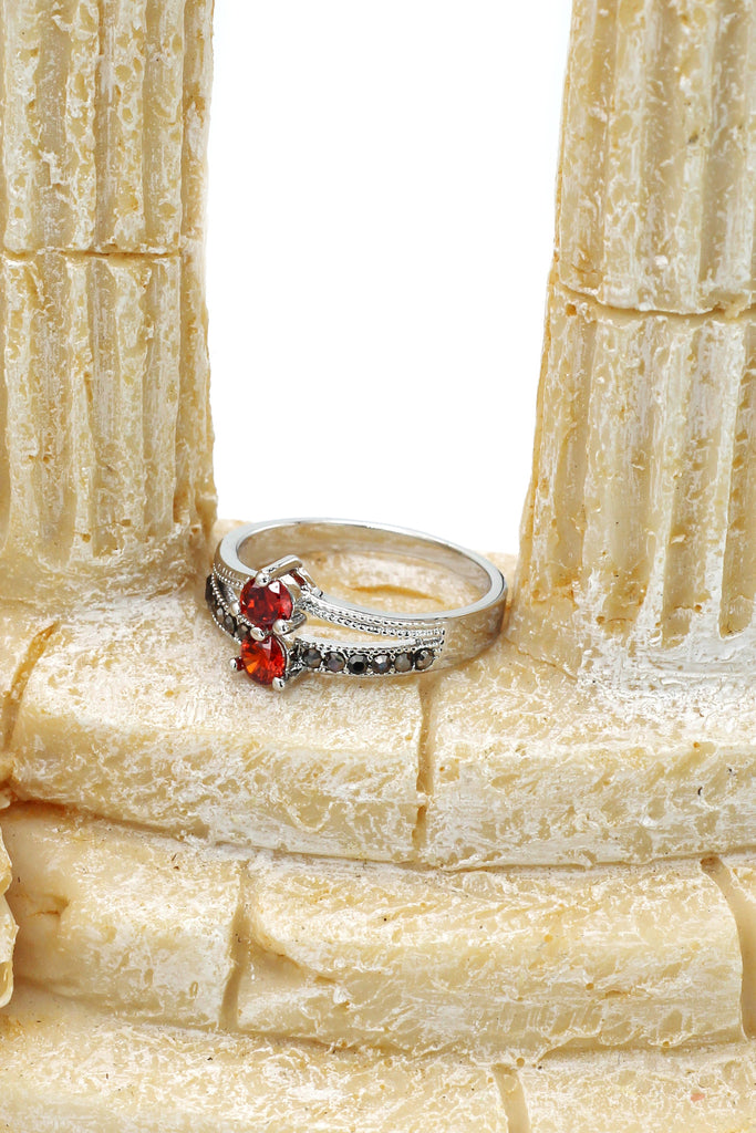 colourful small crystal silver ring