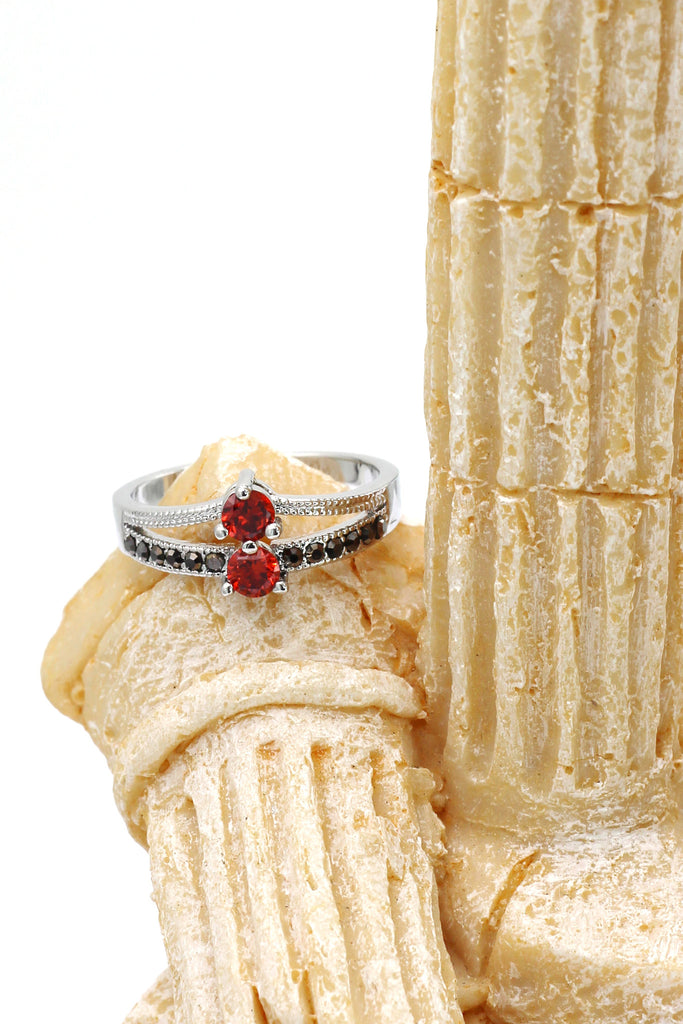 colourful small crystal silver ring