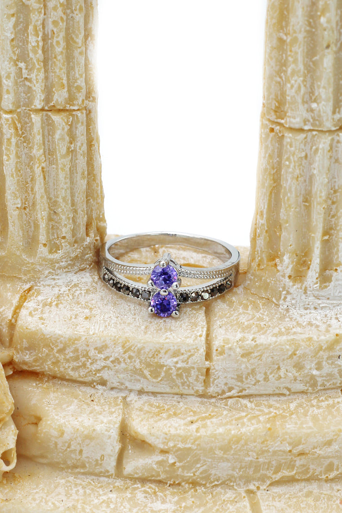 colourful small crystal silver ring