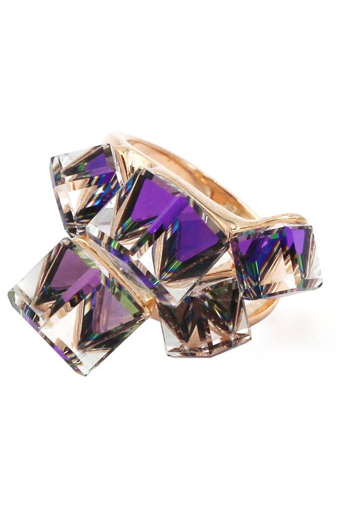 square candy crystal rose gold ring