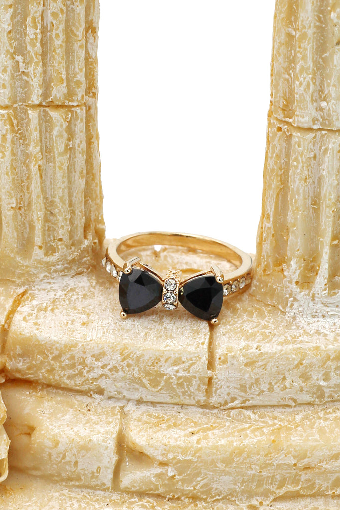 fashion crystal bow golden ring