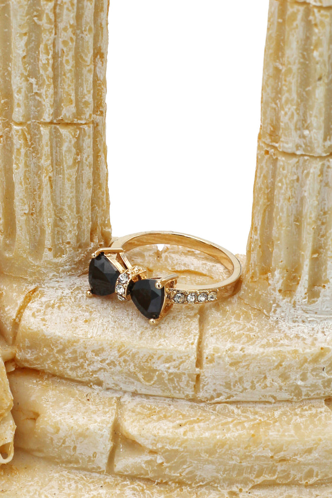 fashion crystal bow golden ring