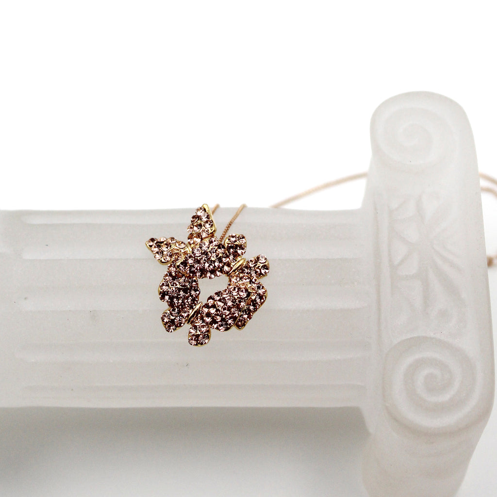 fashion butterfly crystal earring necklace set
