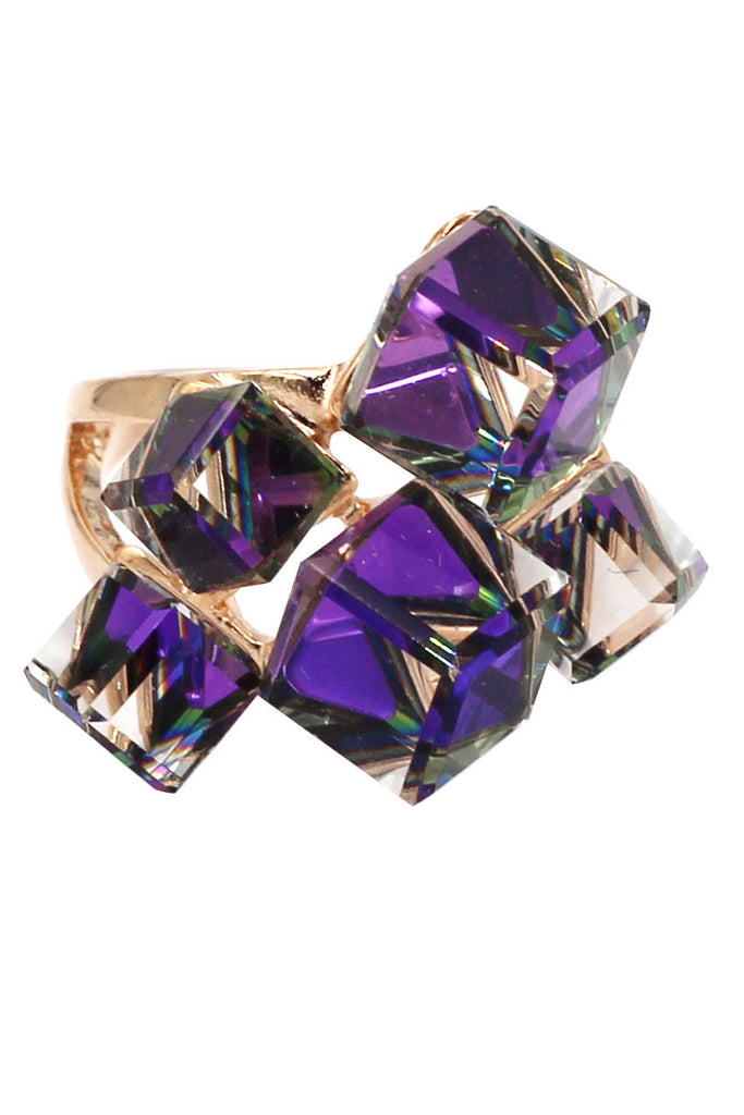 square candy crystal rose gold ring