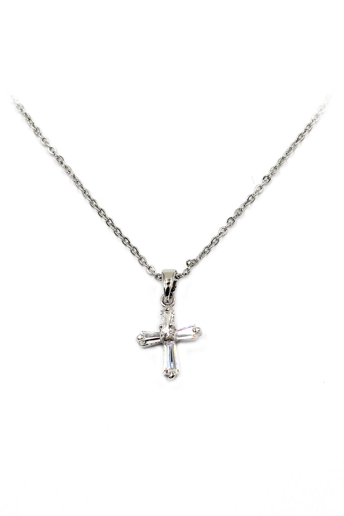 mini cross crystal necklace