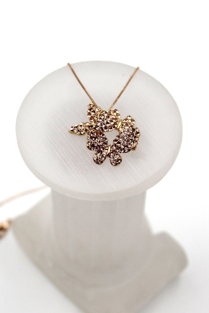 fashion butterfly crystal necklace earrings set