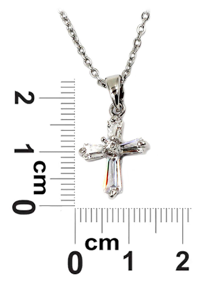 mini cross crystal necklace