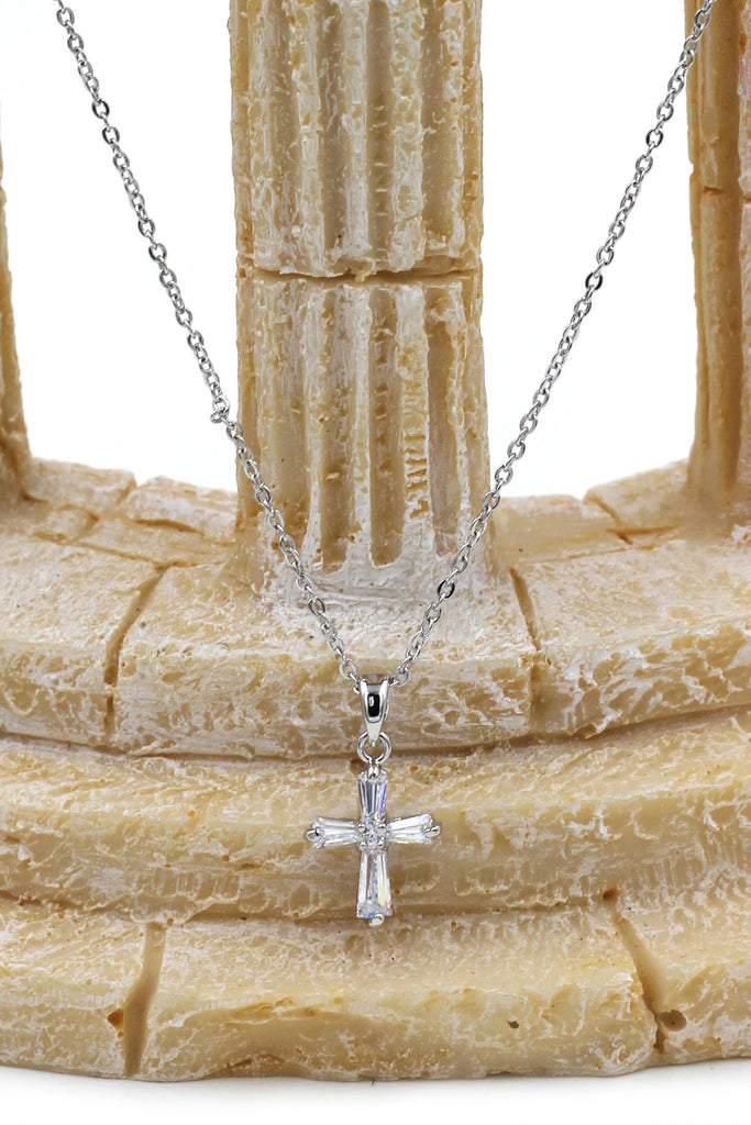 mini cross crystal necklace