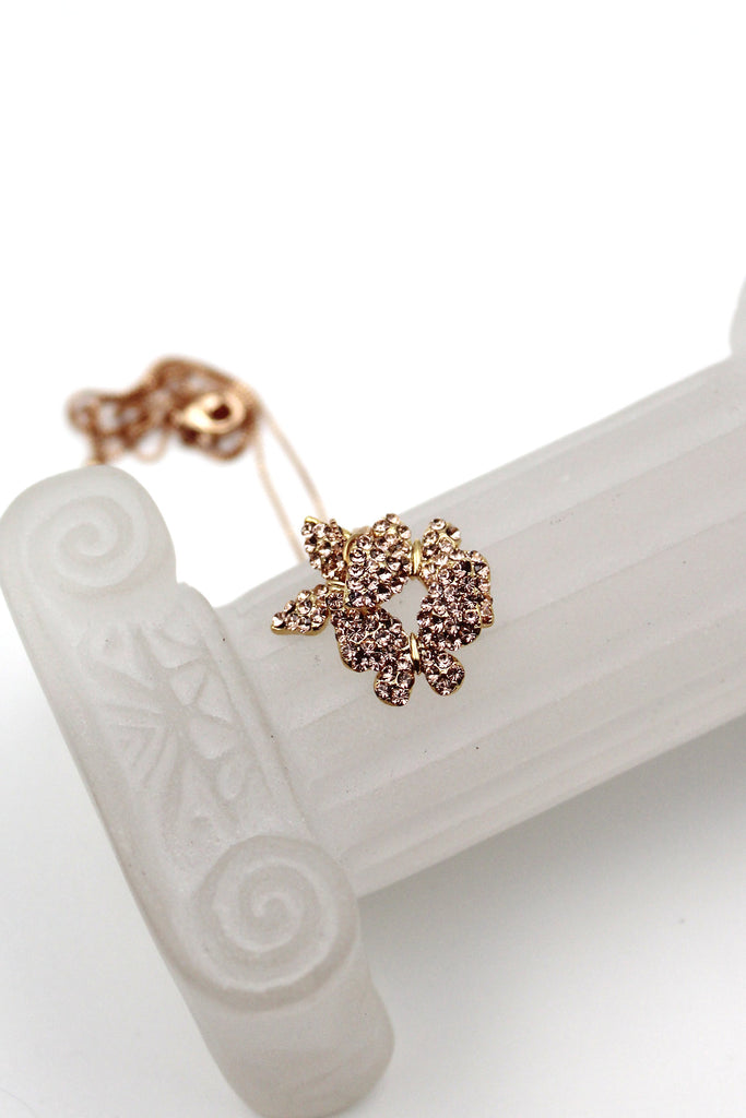 fashion butterfly crystal necklace earrings set