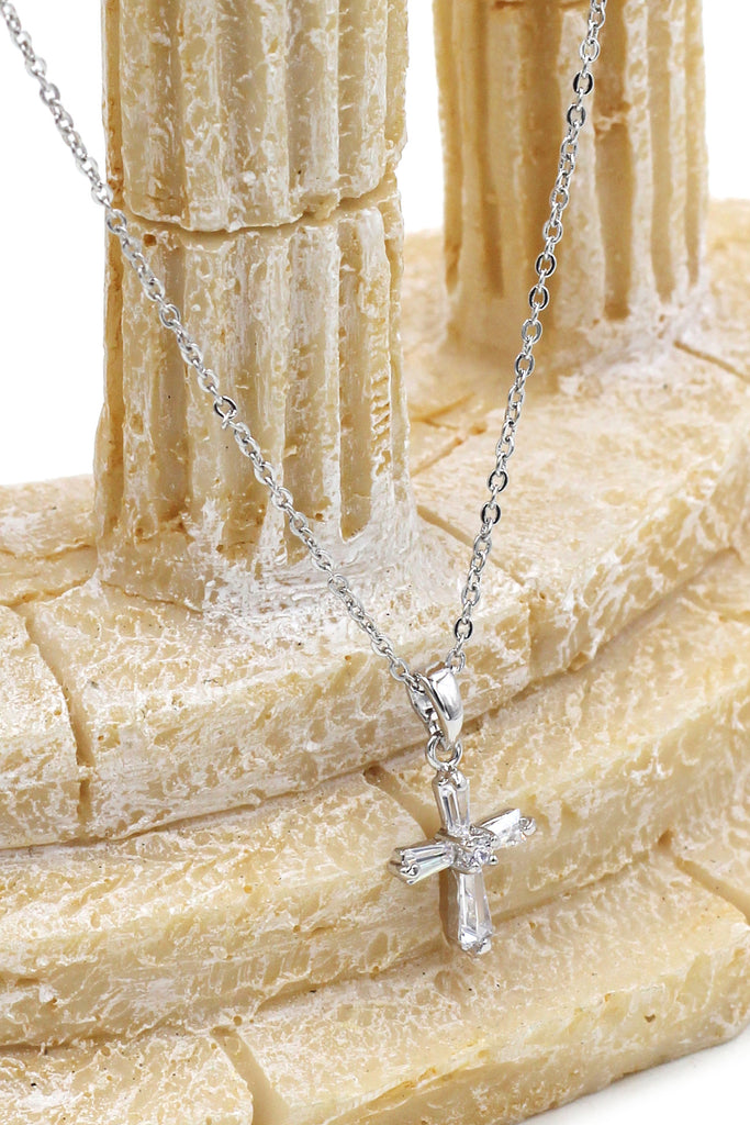 mini cross crystal necklace