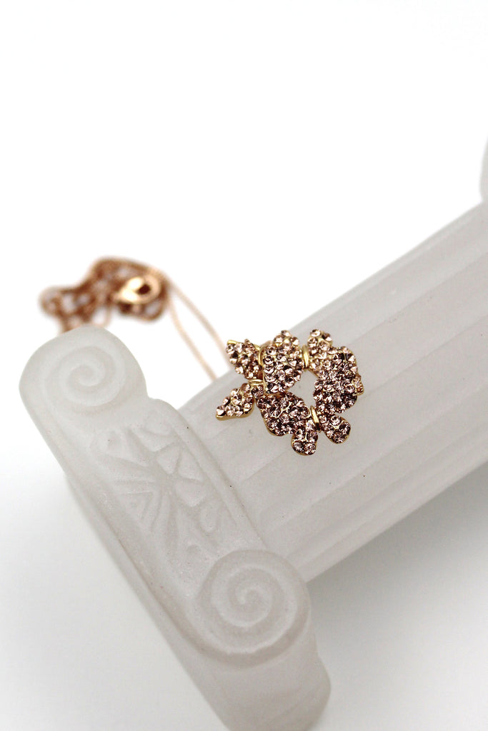 fashion butterfly crystal necklace earrings set