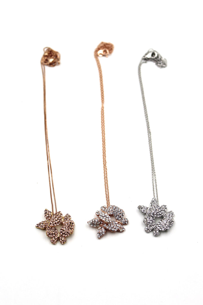 fashion butterfly crystal necklace earrings set