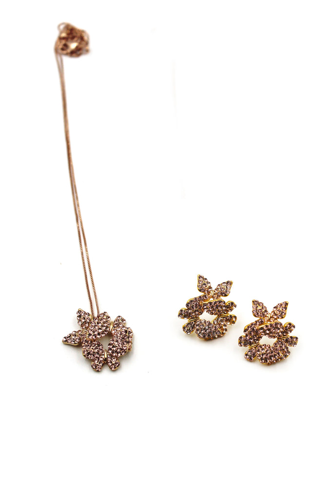 fashion butterfly crystal earring necklace set