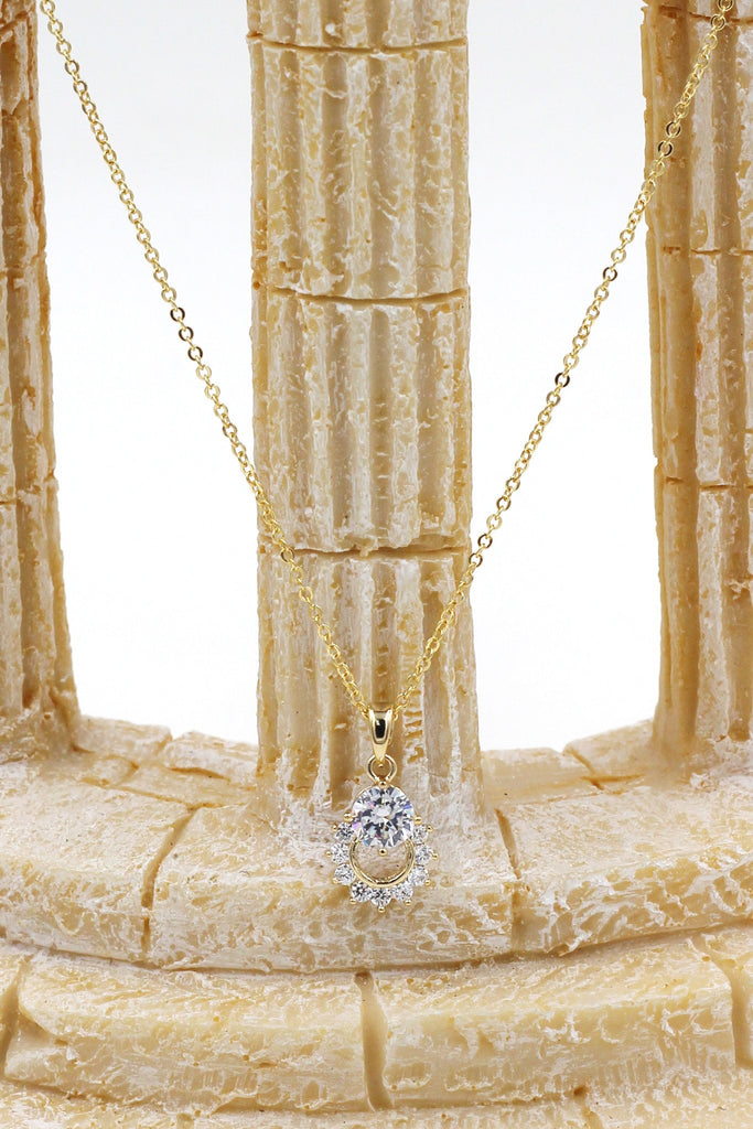 gold clavicle inlaid crystal necklace earring set