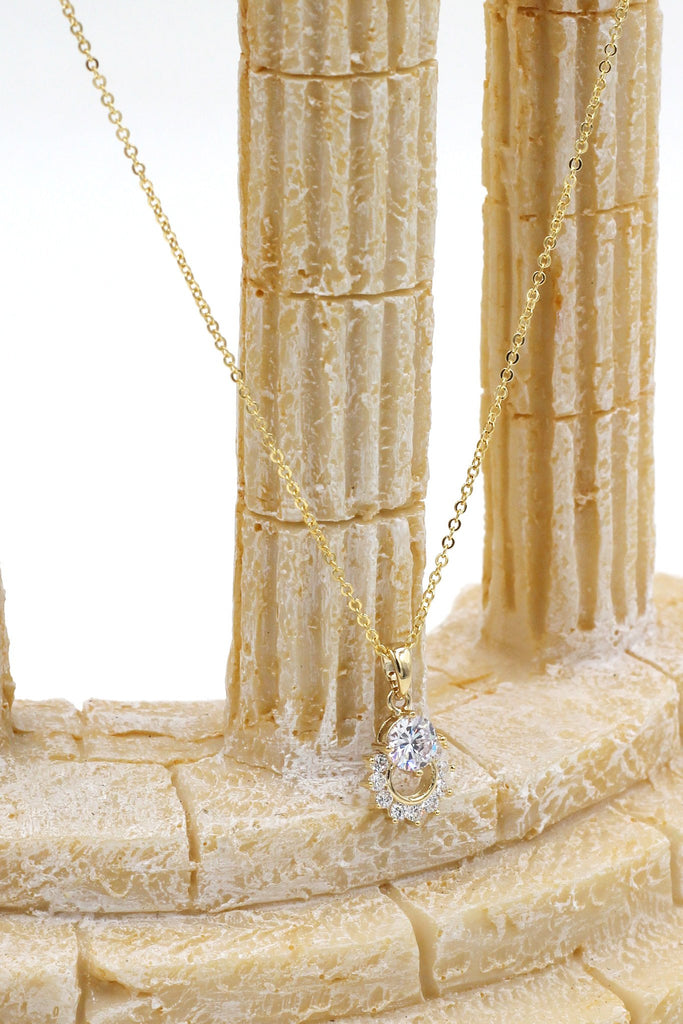 gold clavicle inlaid crystal necklace earring set
