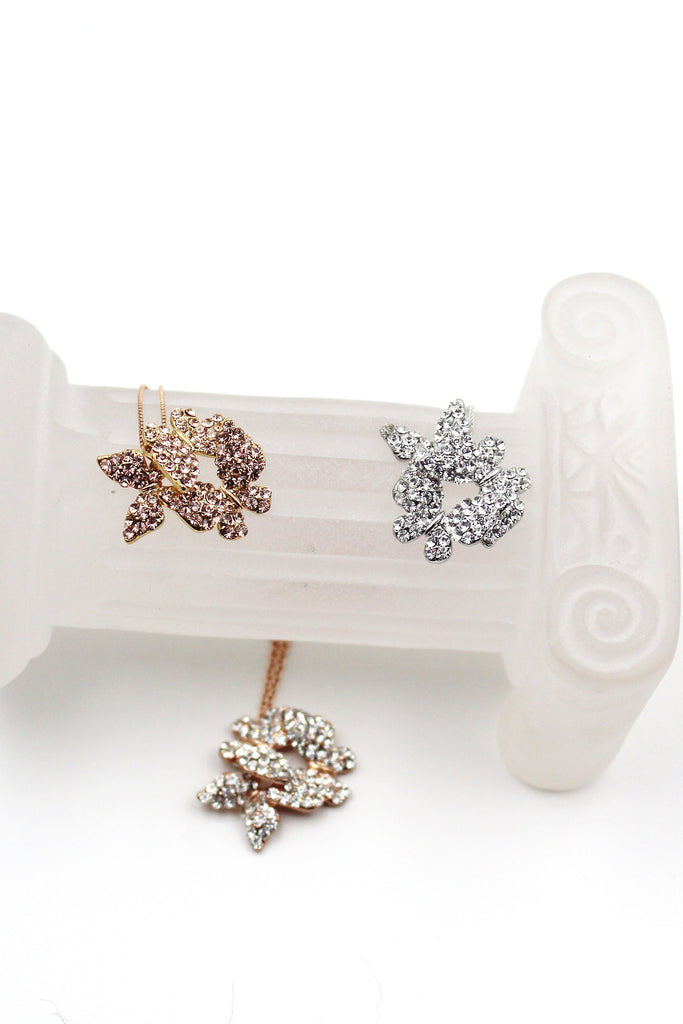 fashion butterfly crystal necklace earrings set