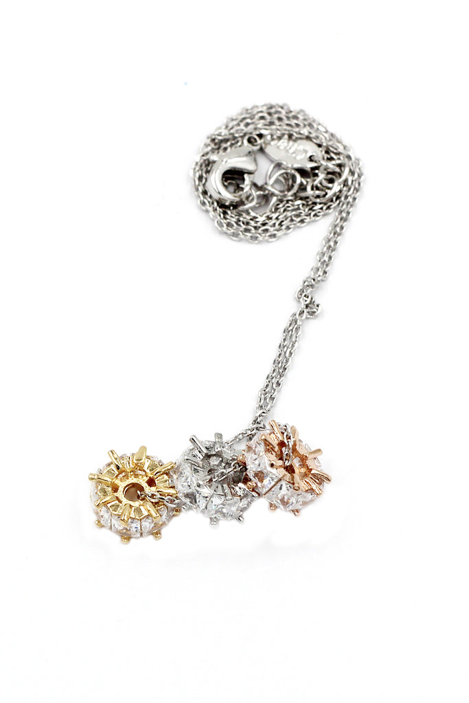 fashion tricolor small circle pendant necklace