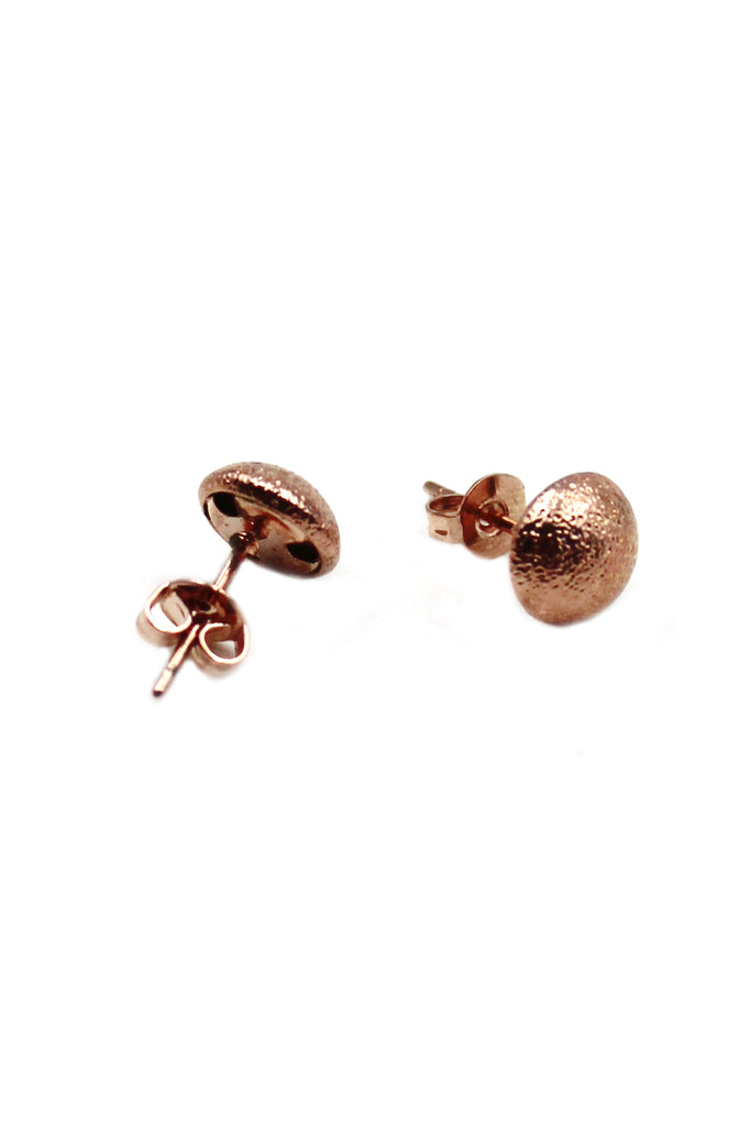 simple small shield rose gold earrings