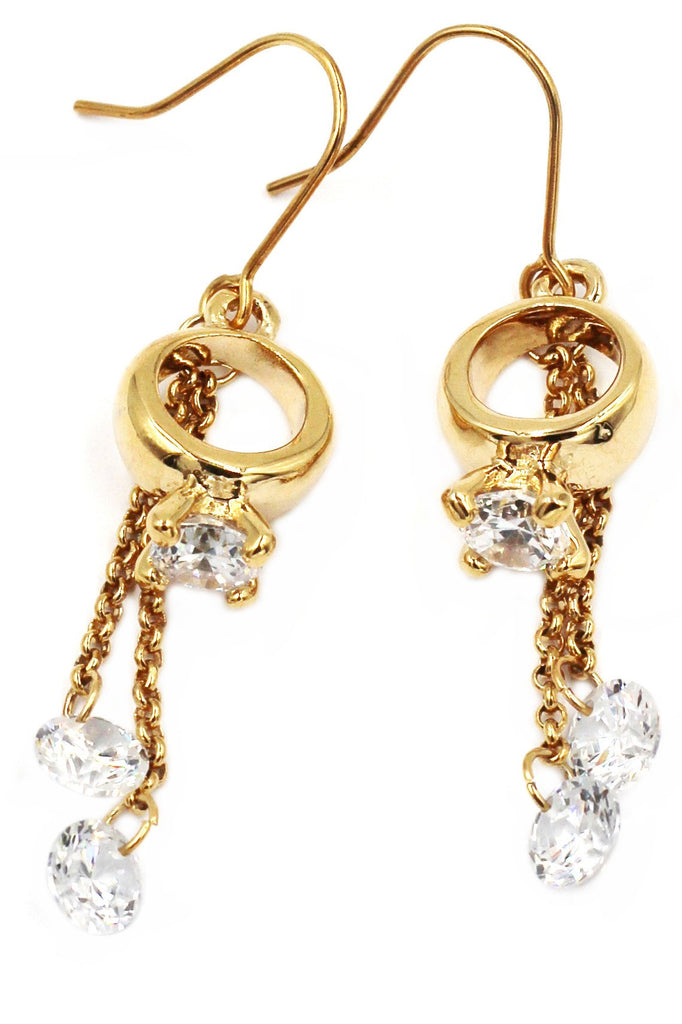 Square Brand Crystal Ring Necklace Earrings Set