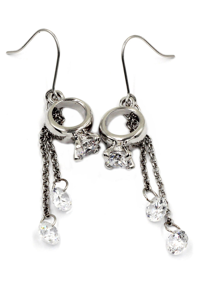 Square Brand Crystal Ring Necklace Earrings Set