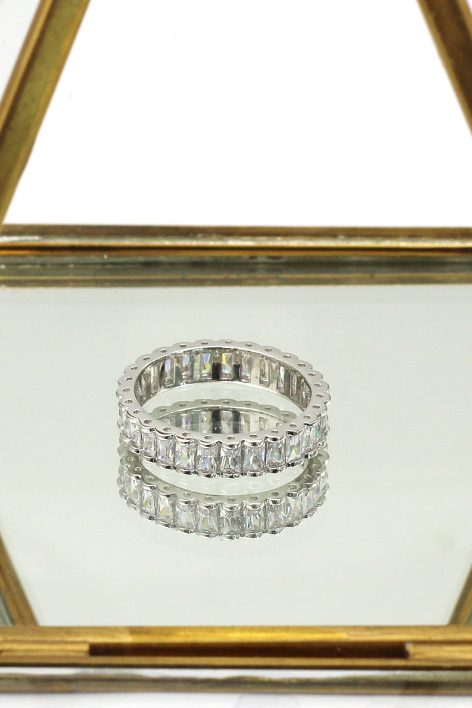 silver lined crystal earrings ring set