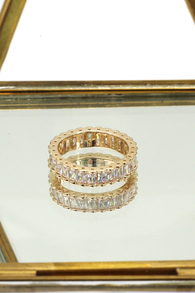 fashion lined crystal earrings ring set