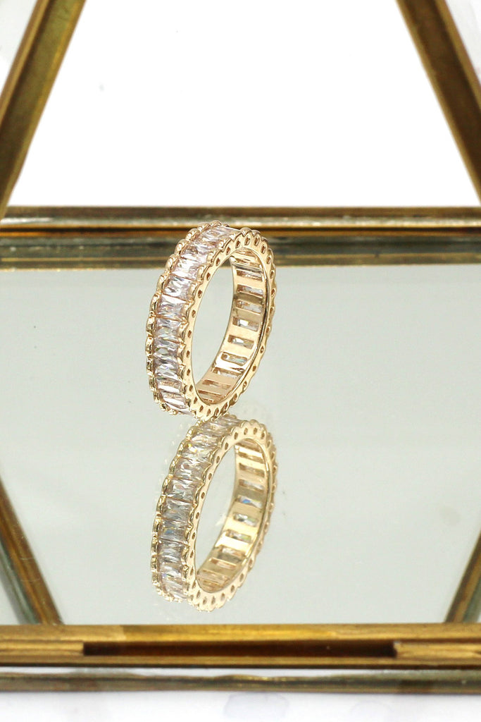 fashion lined crystal earrings ring set
