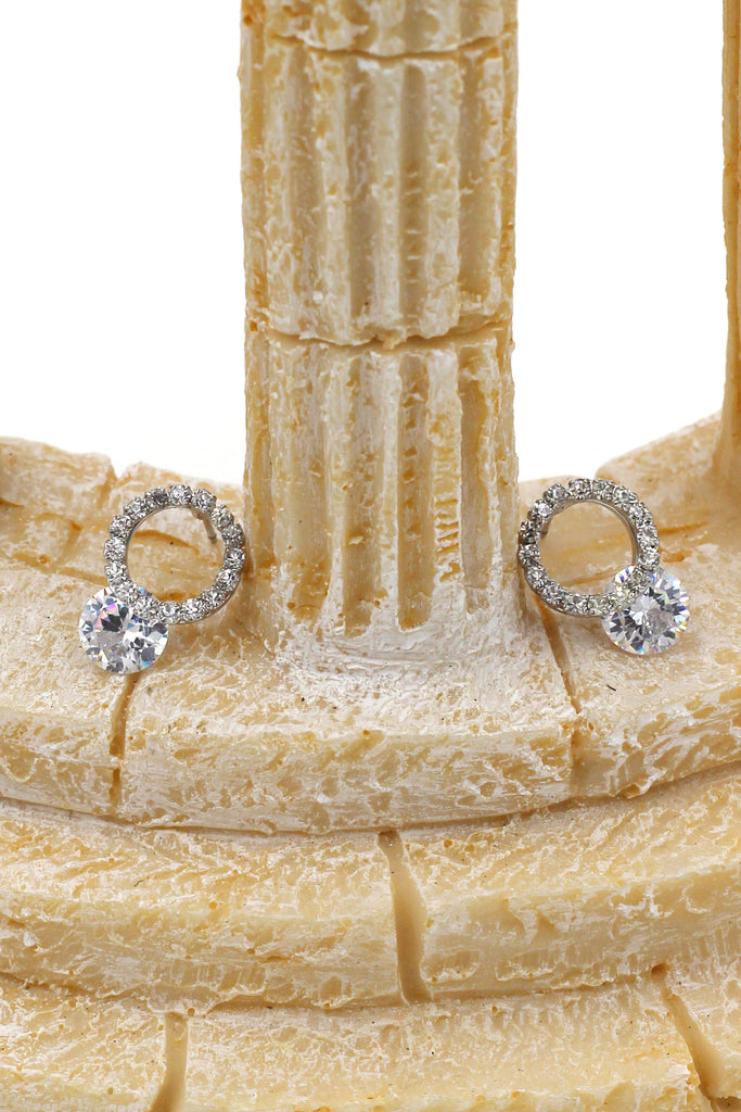 stylish silver shiny crystal earrings