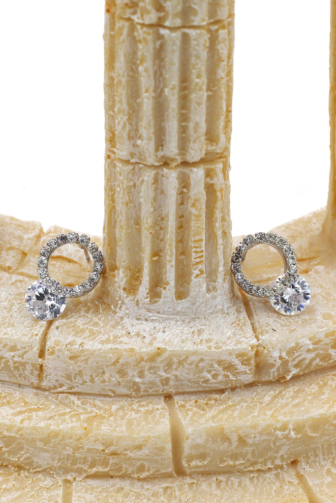 stylish silver shiny crystal earrings