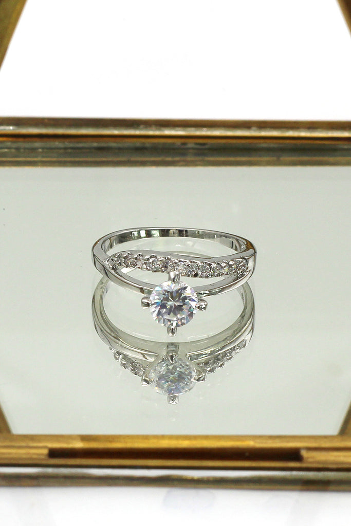 lady crystal silver ring
